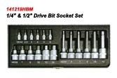 19pc. 1/4", 1/2" Drive Bit Socket Set.