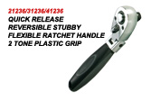 Quick Release Reversible Stubby Flexible Ratchet Handle 2 Tone Plastic Grip