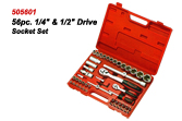 56pc. 1/4", 1/2" Drive Socket Set