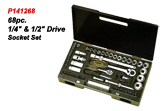 68pc 1/4", 1/2" Drive Socket Set.